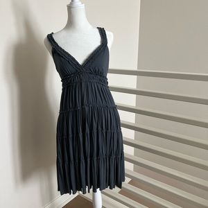 Anthropologie Velvet Brand Tiered Dress, XS, green charcoal